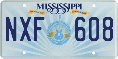 MS license plate NXF608