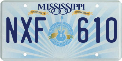 MS license plate NXF610