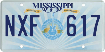 MS license plate NXF617
