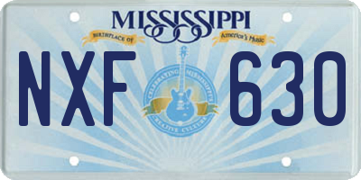 MS license plate NXF630