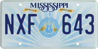 MS license plate NXF643