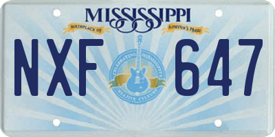 MS license plate NXF647
