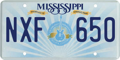 MS license plate NXF650