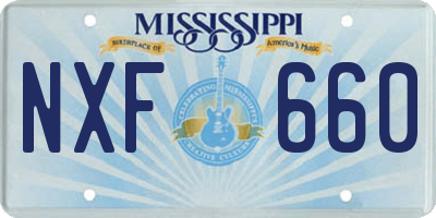 MS license plate NXF660