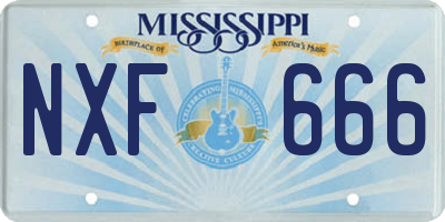 MS license plate NXF666