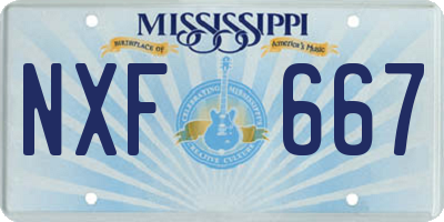 MS license plate NXF667