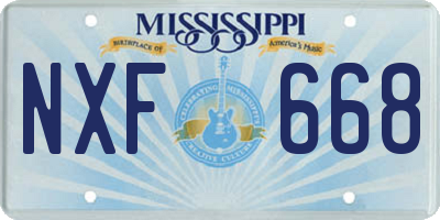 MS license plate NXF668