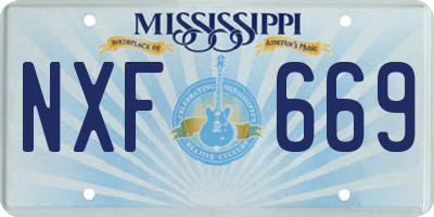 MS license plate NXF669