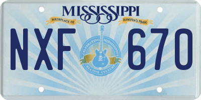 MS license plate NXF670