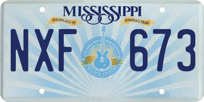 MS license plate NXF673