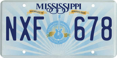 MS license plate NXF678