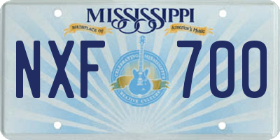 MS license plate NXF700