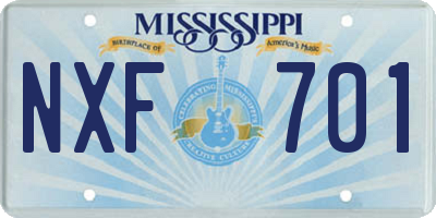 MS license plate NXF701