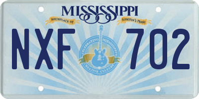 MS license plate NXF702