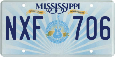 MS license plate NXF706