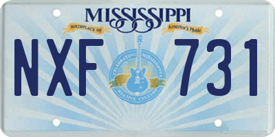 MS license plate NXF731