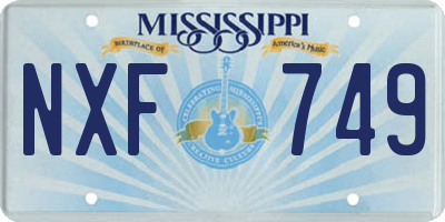 MS license plate NXF749