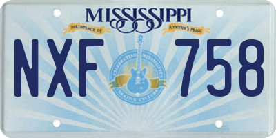 MS license plate NXF758