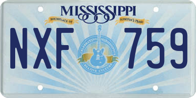 MS license plate NXF759