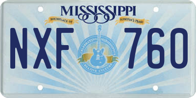 MS license plate NXF760
