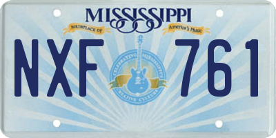 MS license plate NXF761