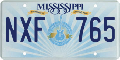 MS license plate NXF765