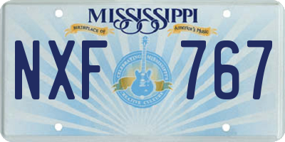 MS license plate NXF767