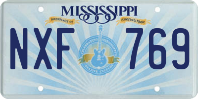 MS license plate NXF769