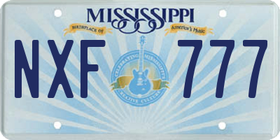 MS license plate NXF777