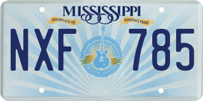 MS license plate NXF785