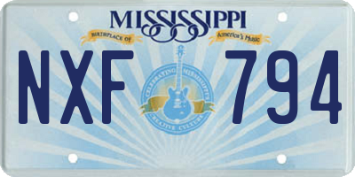 MS license plate NXF794