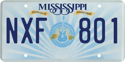 MS license plate NXF801