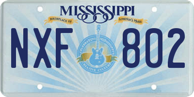 MS license plate NXF802