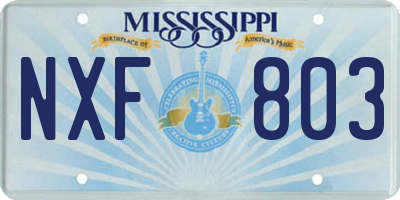 MS license plate NXF803