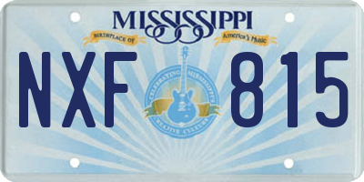 MS license plate NXF815