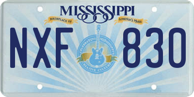 MS license plate NXF830
