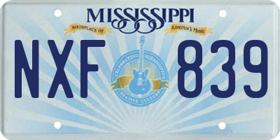 MS license plate NXF839