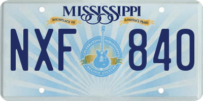 MS license plate NXF840