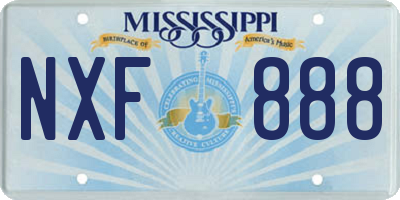 MS license plate NXF888
