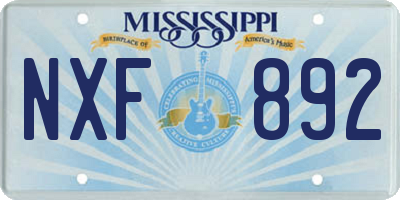 MS license plate NXF892