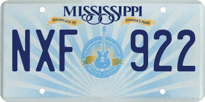 MS license plate NXF922