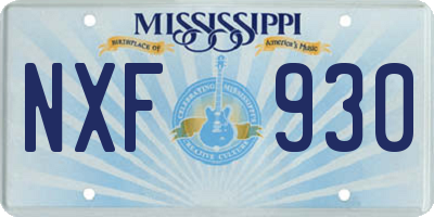 MS license plate NXF930