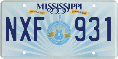 MS license plate NXF931