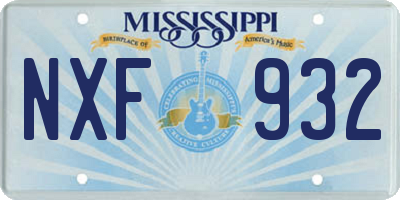 MS license plate NXF932