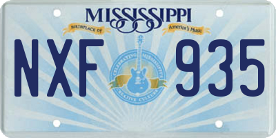 MS license plate NXF935