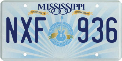 MS license plate NXF936