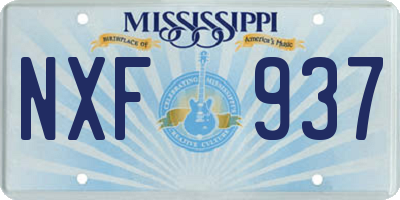 MS license plate NXF937