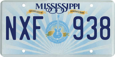 MS license plate NXF938