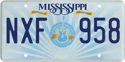 MS license plate NXF958