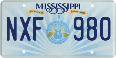 MS license plate NXF980